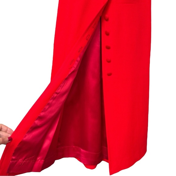 Vintage 60s 70s Skirt & Jacket Two Piece Set Sz XXS XS Red Wool Blend Retro Mod - Picture 7 of 12